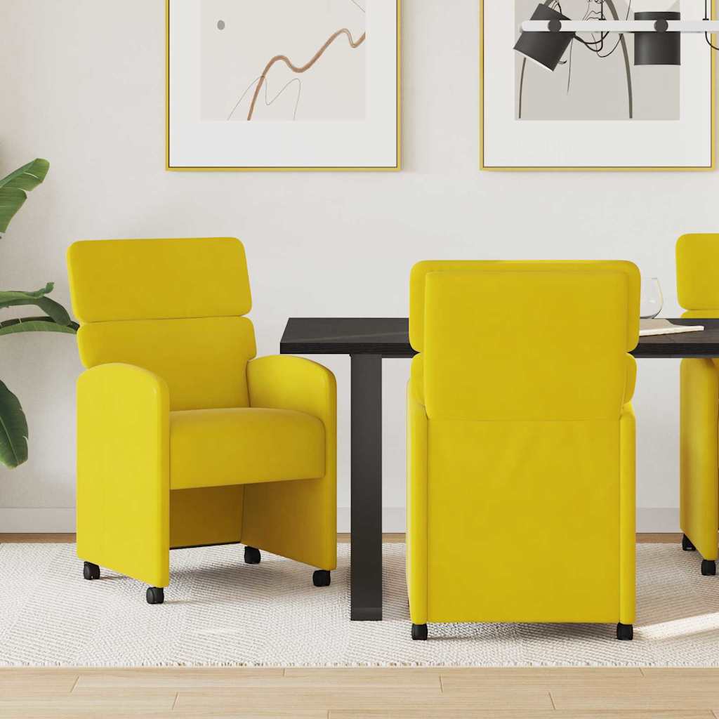 vidaXL Eetstoelen met wielen 2 pcs Lichtgrijs 58 x 65 x 98 cm Fluweel