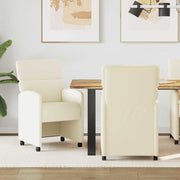 vidaXL Eetstoelen met wielen 2 pcs Crème 58 x 65 x 98 cm Kunstleer