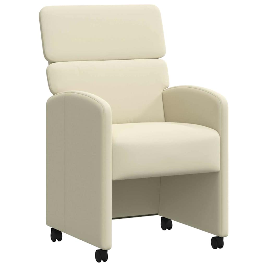 vidaXL Eetstoelen met wielen 2 pcs Crème 58 x 65 x 98 cm Kunstleer