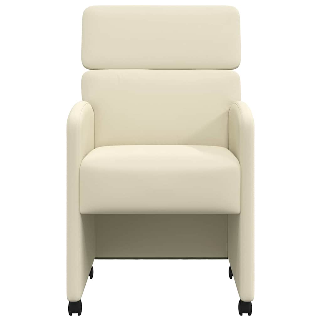 vidaXL Eetstoelen met wielen 2 pcs Crème 58 x 65 x 98 cm Kunstleer