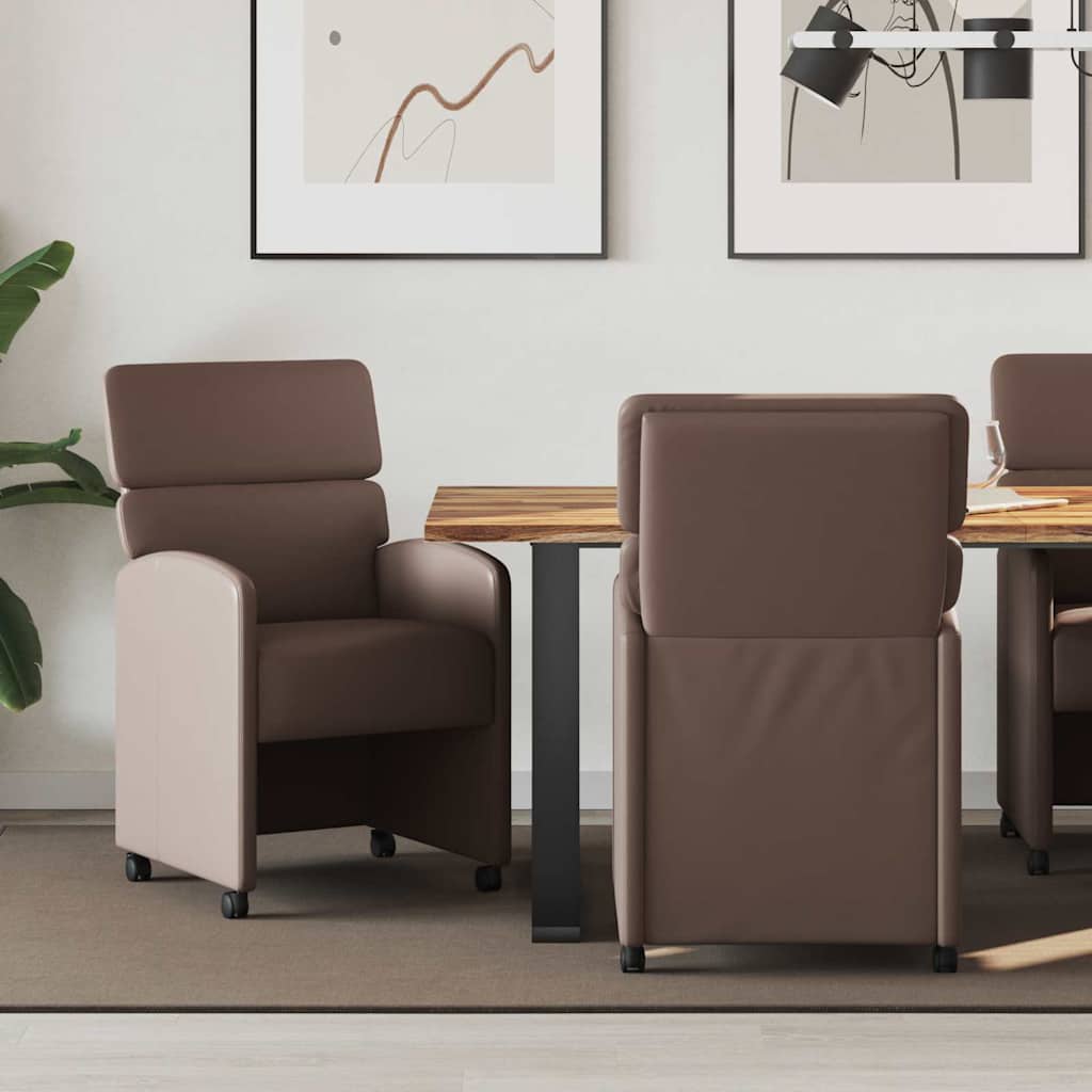 vidaXL Eetstoelen met wielen 2 pcs Crème 58 x 65 x 98 cm Kunstleer