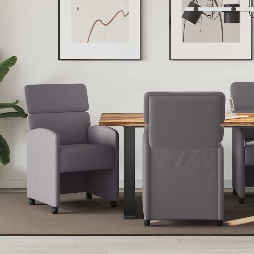 vidaXL Eetstoelen met wielen 2 pcs Crème 58 x 65 x 98 cm Kunstleer