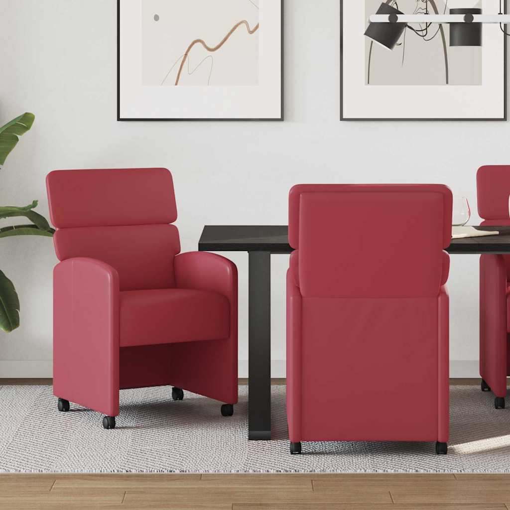 vidaXL Eetstoelen met wielen 2 pcs Crème 58 x 65 x 98 cm Kunstleer