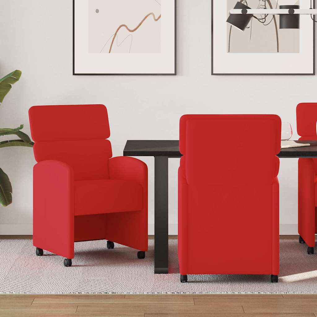 vidaXL Eetstoelen met wielen 2 pcs Crème 58 x 65 x 98 cm Kunstleer