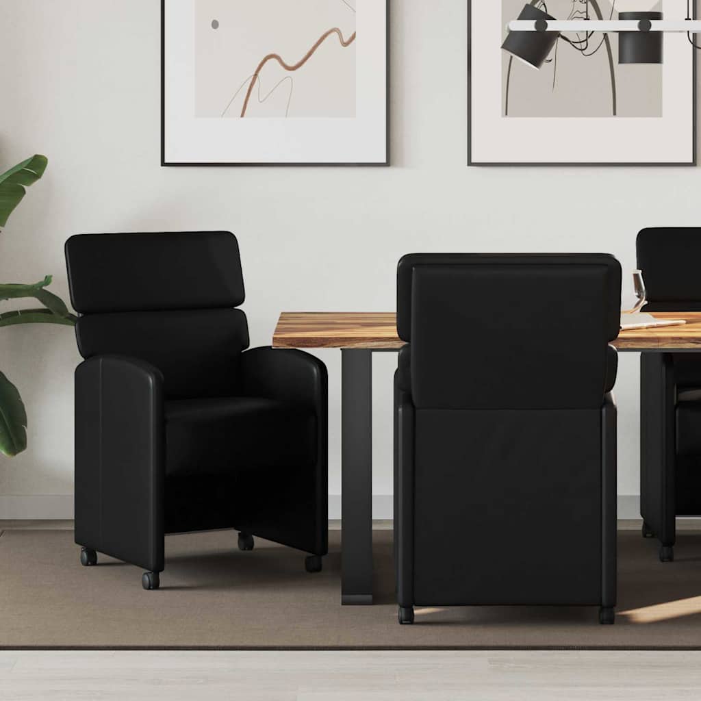 vidaXL Eetstoelen met wielen 2 pcs Crème 58 x 65 x 98 cm Kunstleer