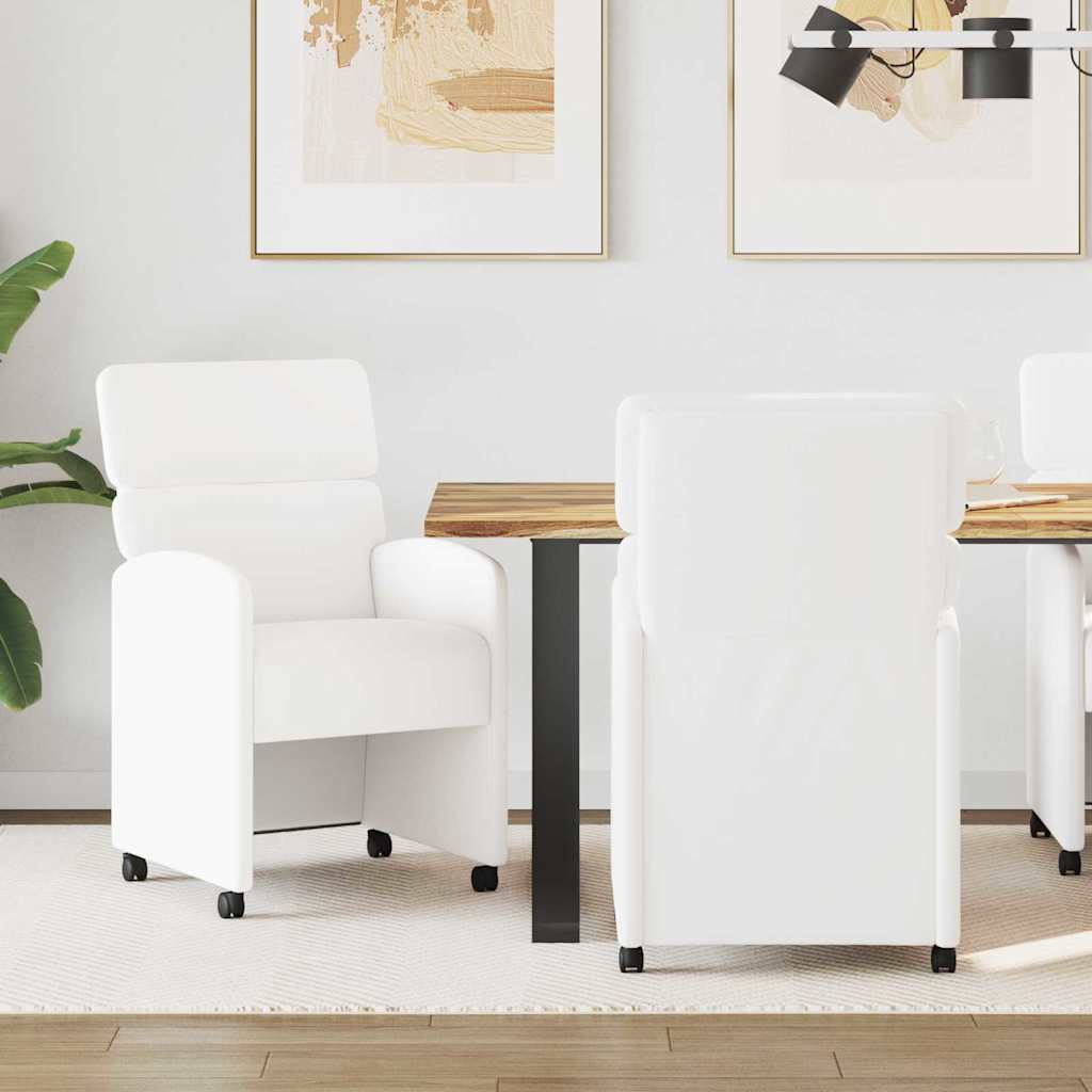 vidaXL Eetstoelen met wielen 2 pcs Crème 58 x 65 x 98 cm Kunstleer