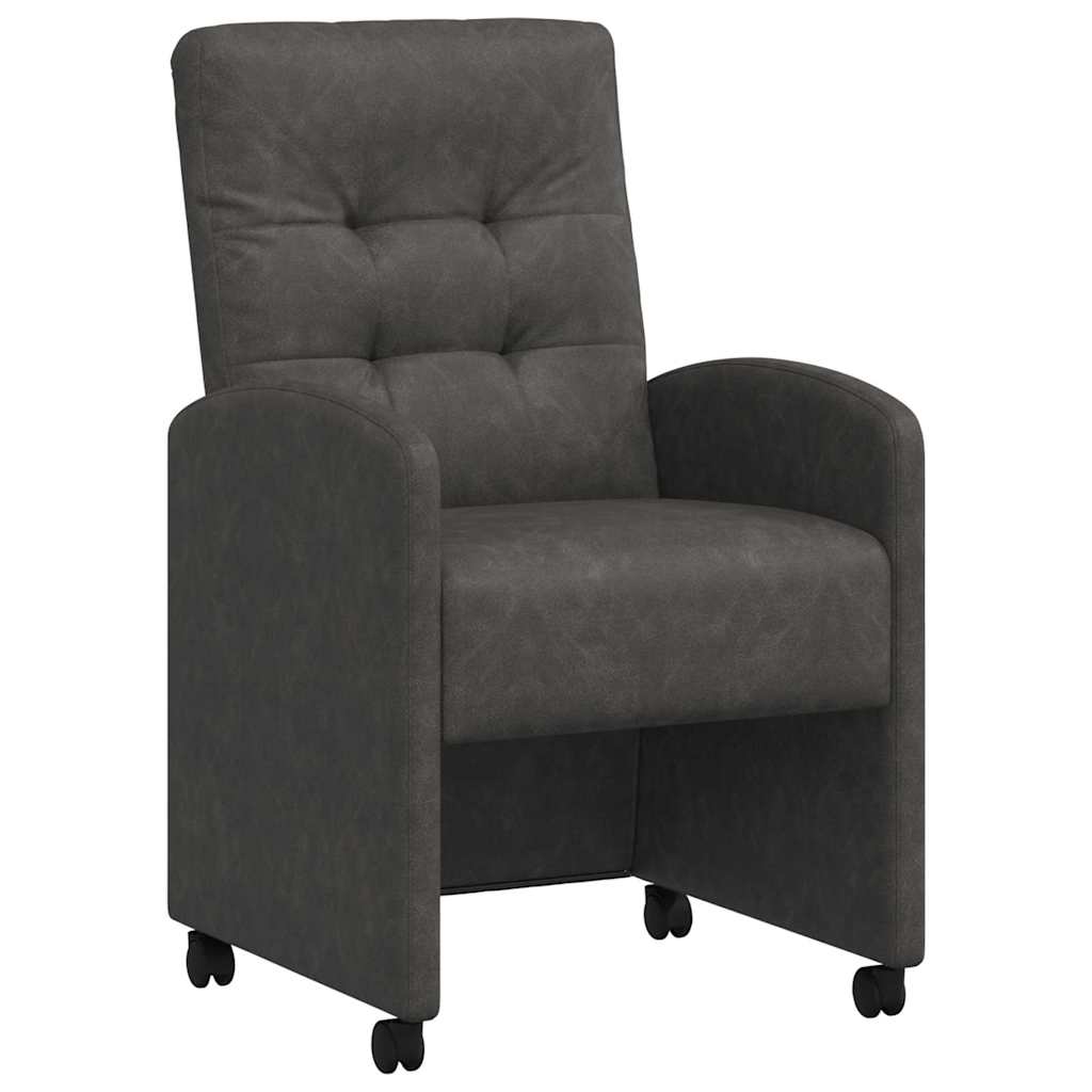 vidaXL Eetstoelen met wielen 2 pcs Zwart 57 x 67 x 98 cm Kunstleer