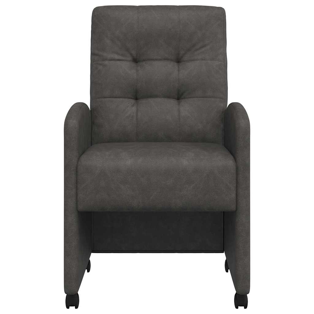 vidaXL Eetstoelen met wielen 2 pcs Zwart 57 x 67 x 98 cm Kunstleer