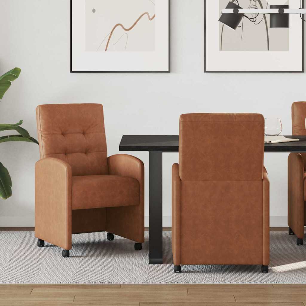 vidaXL Eetstoelen met wielen 2 pcs Zwart 57 x 67 x 98 cm Kunstleer