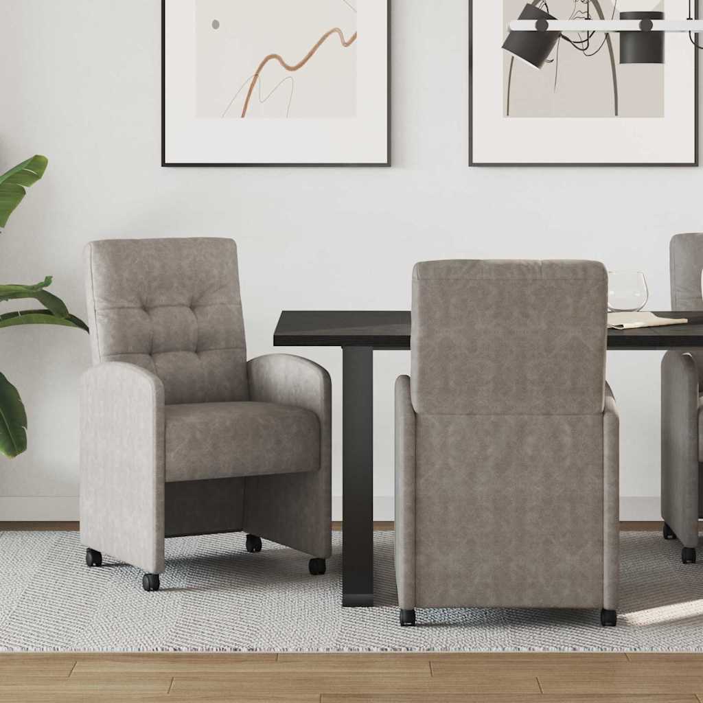 vidaXL Eetstoelen met wielen 2 pcs Zwart 57 x 67 x 98 cm Kunstleer