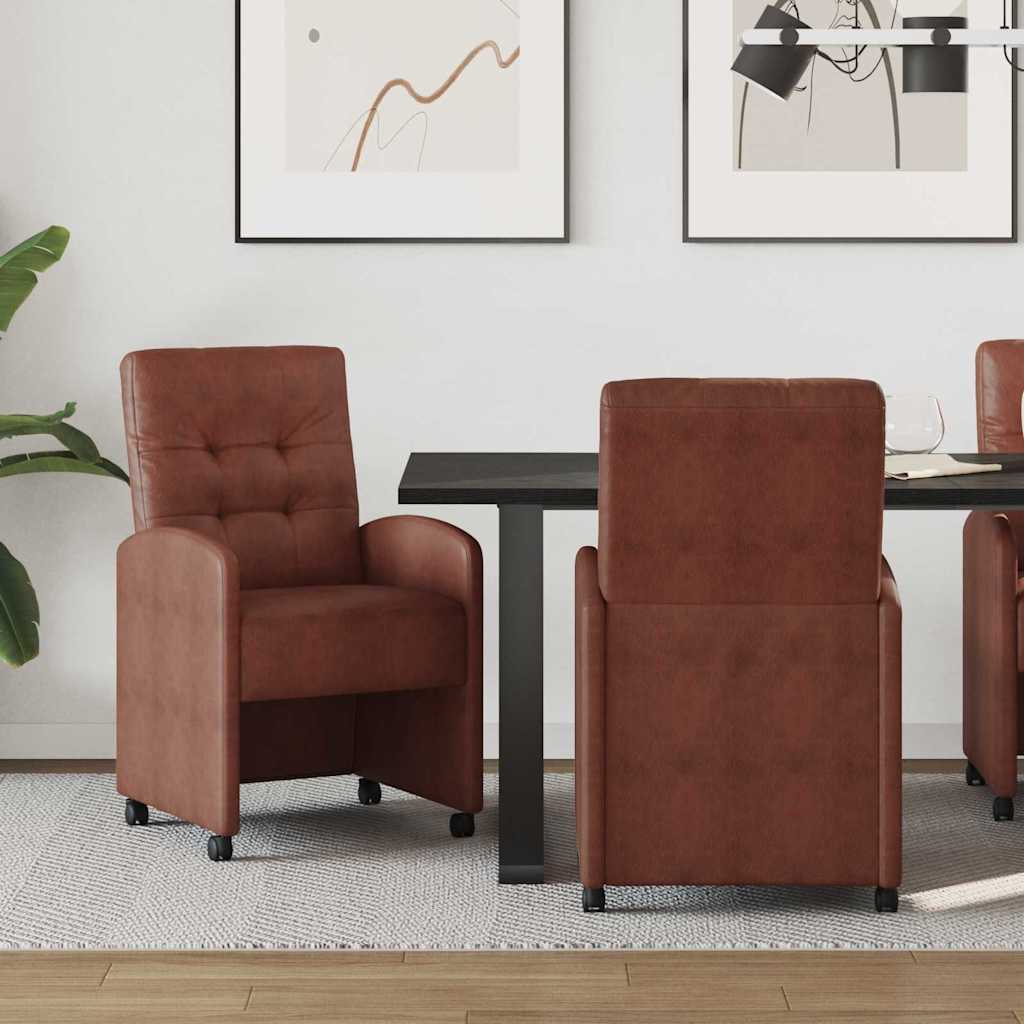 vidaXL Eetstoelen met wielen 2 pcs Zwart 57 x 67 x 98 cm Kunstleer