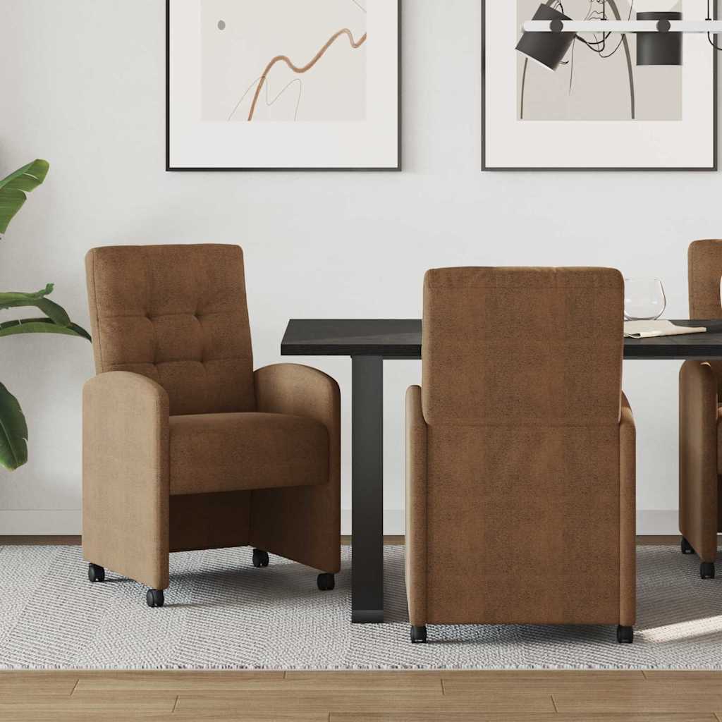 vidaXL Eetstoelen 2 pcs Bruin 57 x 67 x 98 cm Faux suede leer