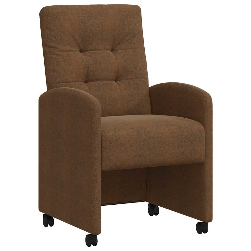 vidaXL Eetstoelen 2 pcs Bruin 57 x 67 x 98 cm Faux suede leer