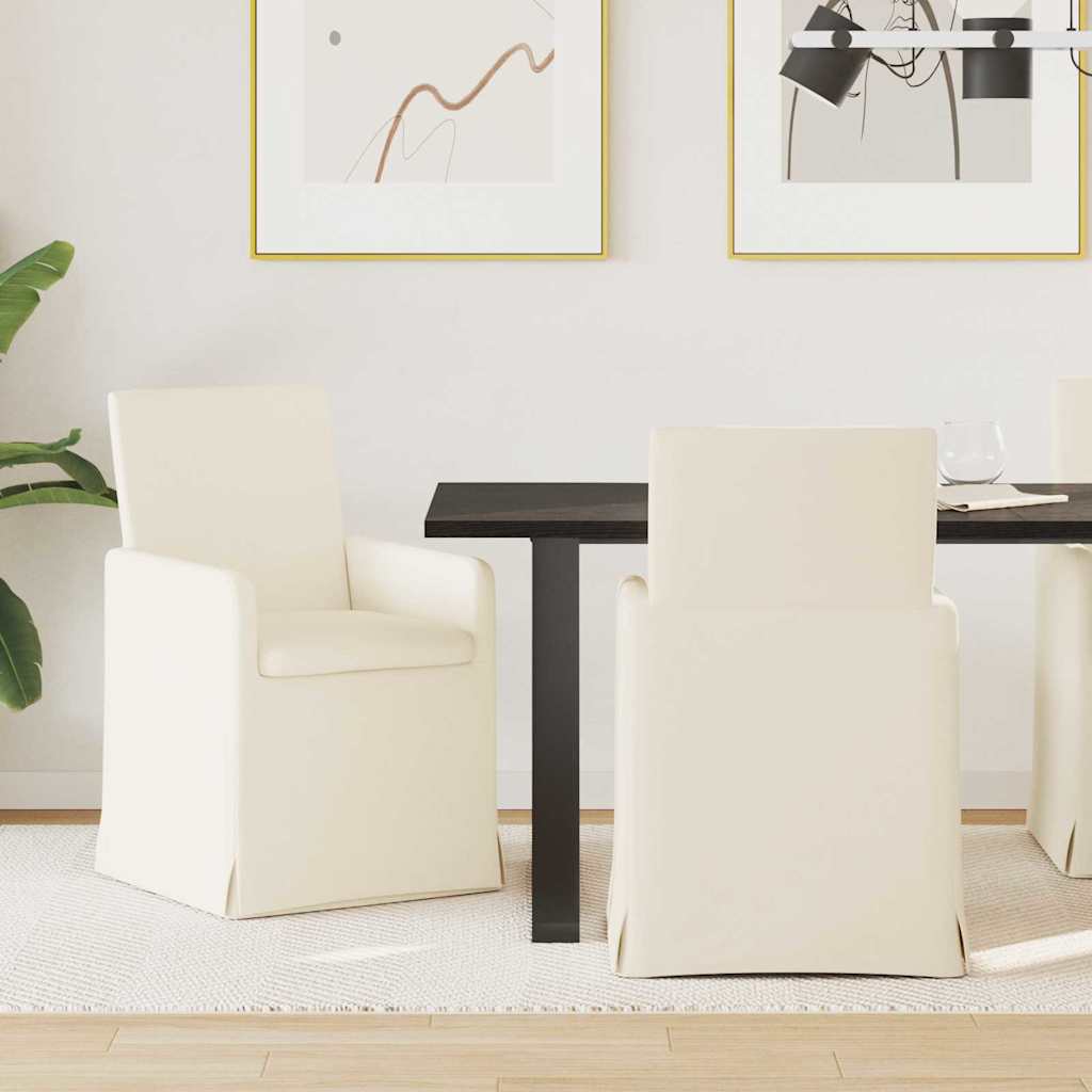vidaXL Eetstoelen met wielen 2 pcs Beige 57 x 67 x 95 cm Linnen