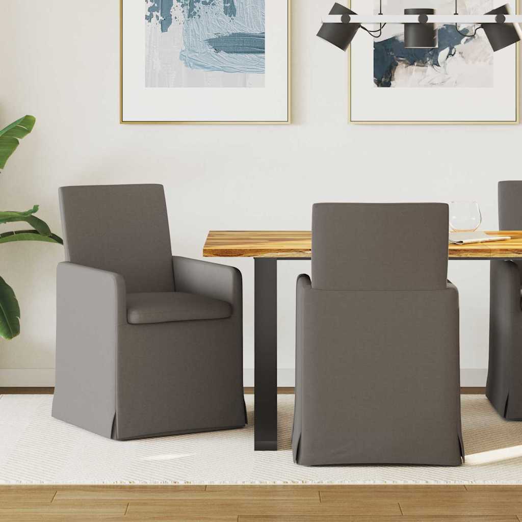 vidaXL Eetstoelen met wielen 2 pcs Beige 57 x 67 x 95 cm Linnen