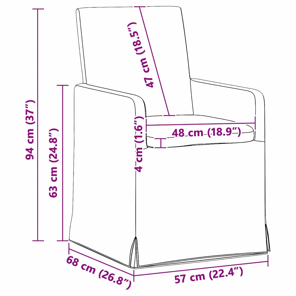 vidaXL Eetstoelen 2 pcs Lichtgrijs 57 x 67 x 95 cm Stof