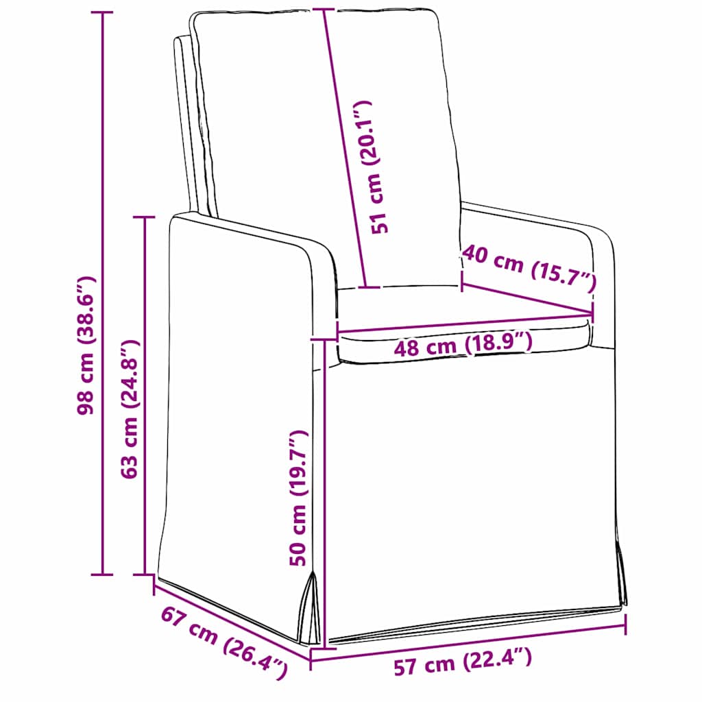 vidaXL Eetstoelen 2 pcs Lichtgrijs 57 x 67 x 98 cm Stof