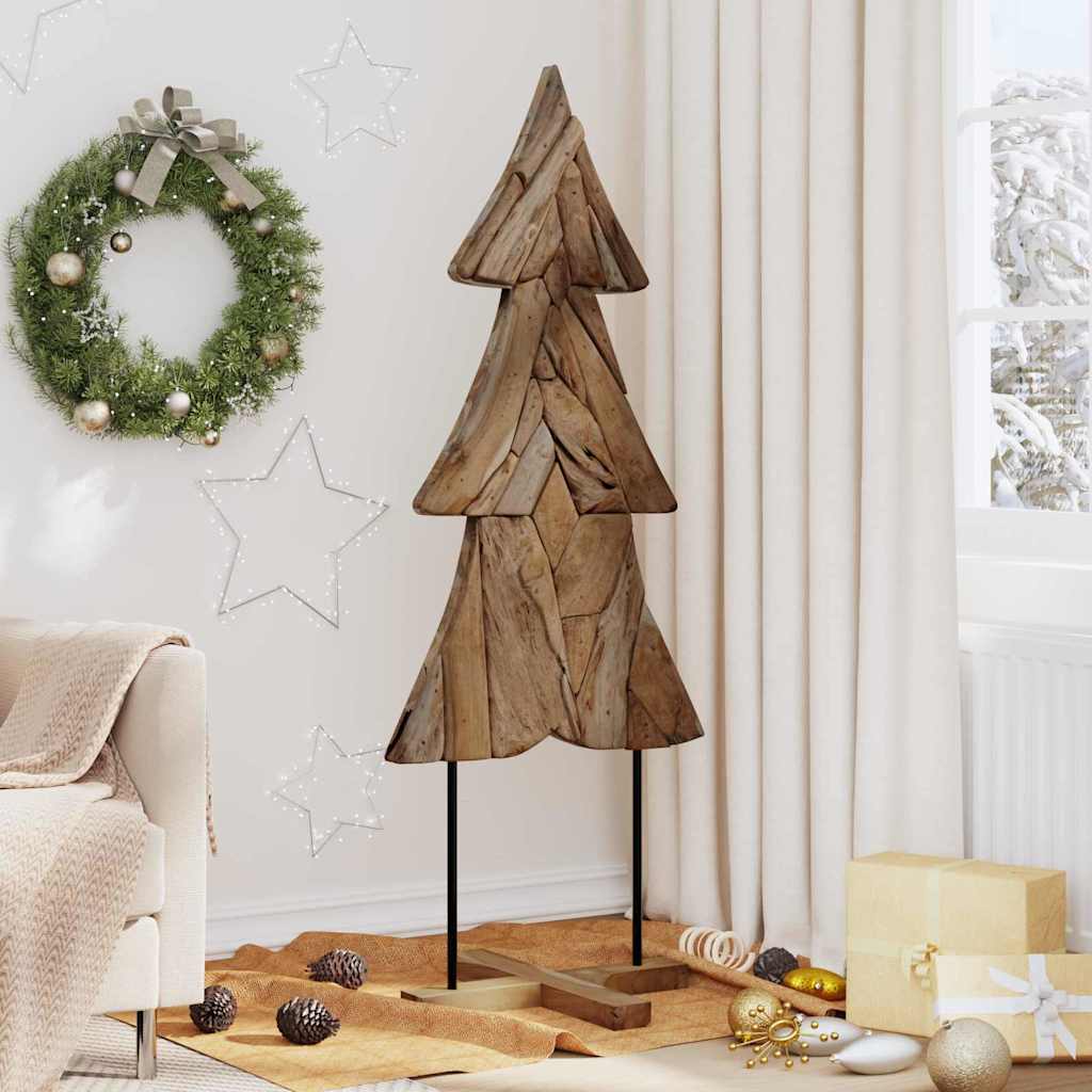 vidaXL Kerstboom met standaard Bruin 90 cm Massief teakhout