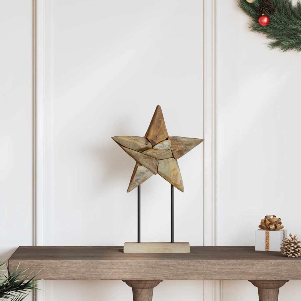 vidaXL Kerstster Bruin 30 x 5 x 45 cm Massief Teakhout