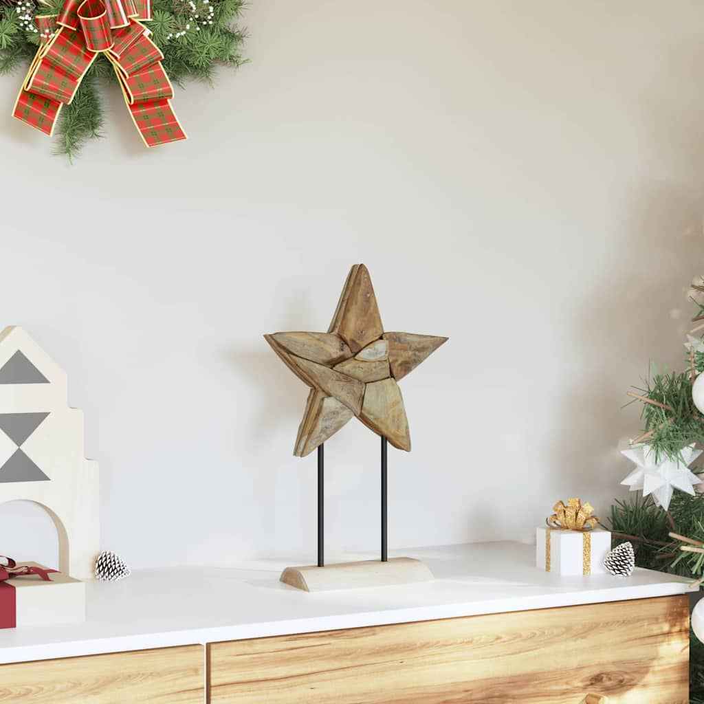 vidaXL Kerstster Bruin 30 x 5 x 45 cm Massief Teakhout