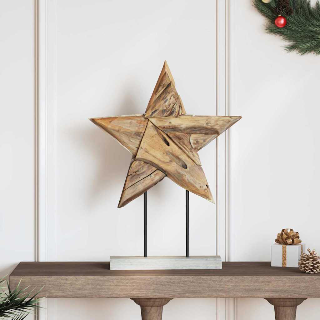 vidaXL Kerstster Bruin 30 x 5 x 45 cm Massief Teakhout