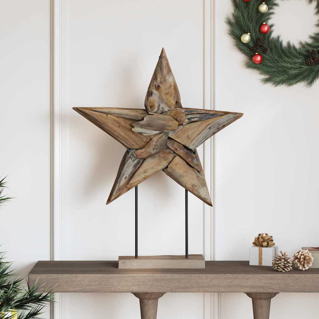 vidaXL Kerstster Bruin 30 x 5 x 45 cm Massief Teakhout