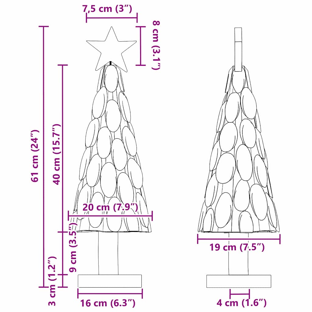 vidaXL Kerstboom met standaard Bruin 60 cm Massief teakhout