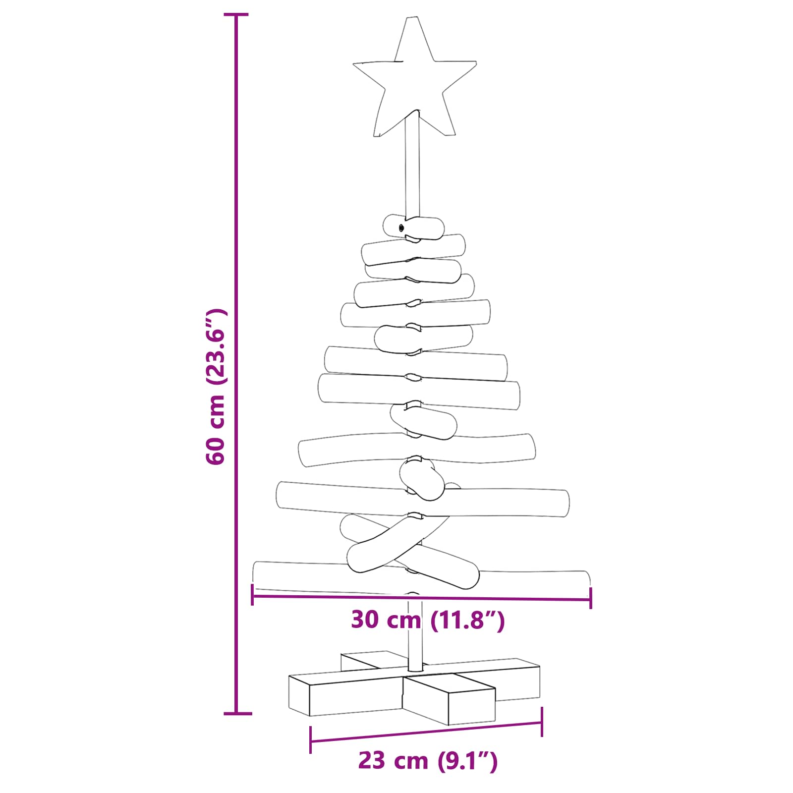 vidaXL Kerstboom met standaard Bruin 60 cm Massief teakhout