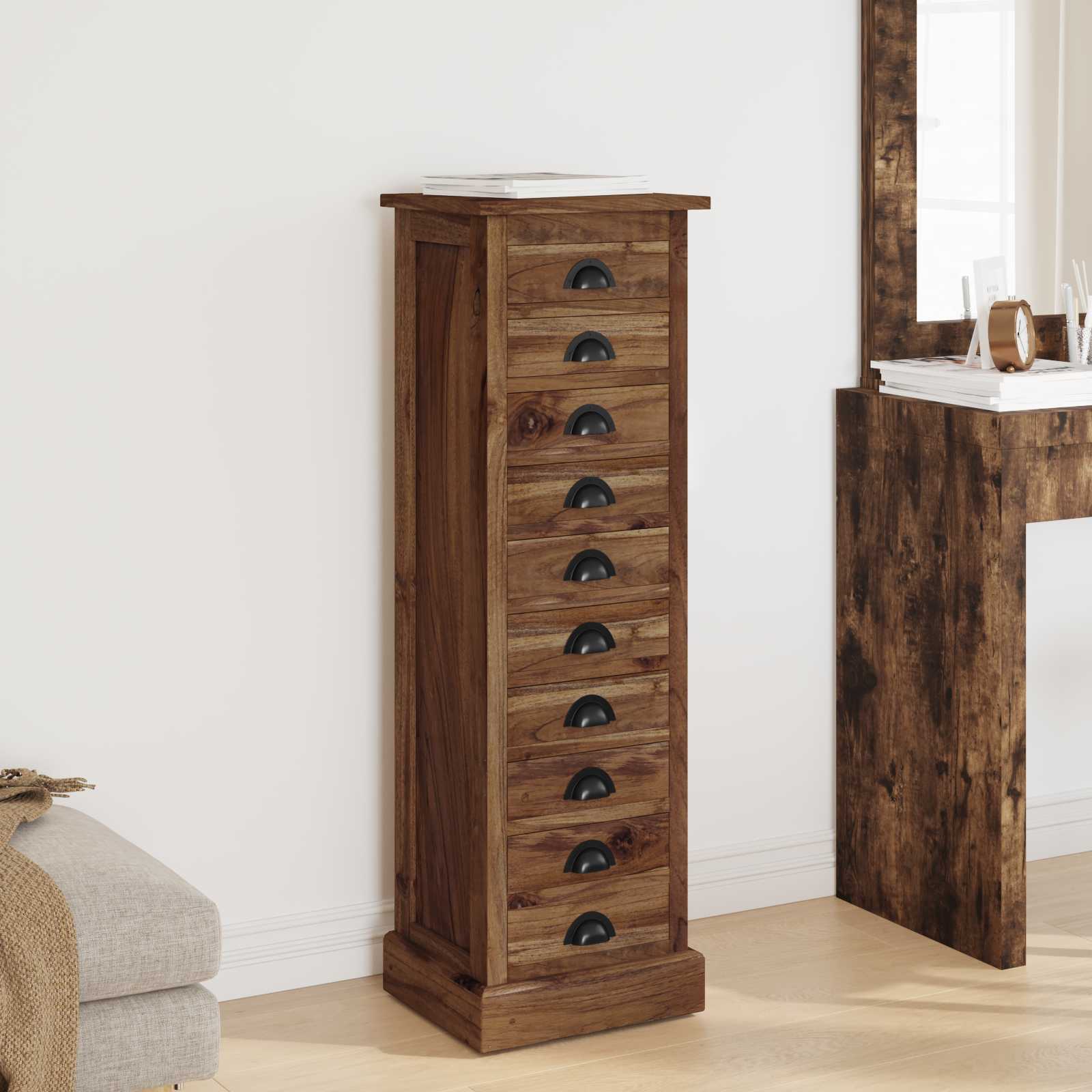 vidaXL Ladekast met lade Bruin 35,5 x 29,5 x 60 cm Massief Teakhout