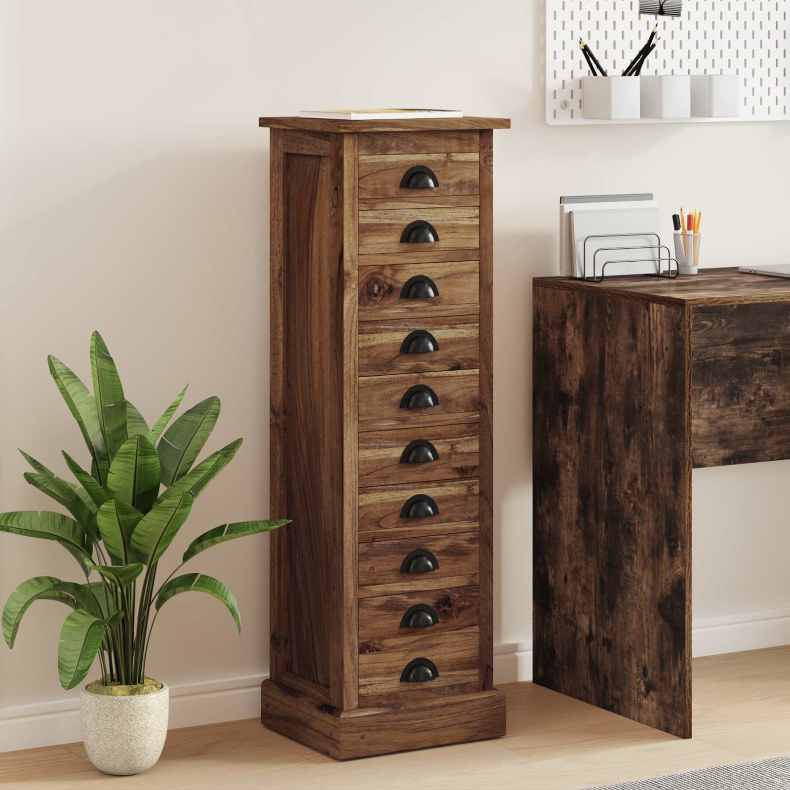 vidaXL Ladekast met lade Bruin 35,5 x 29,5 x 60 cm Massief Teakhout