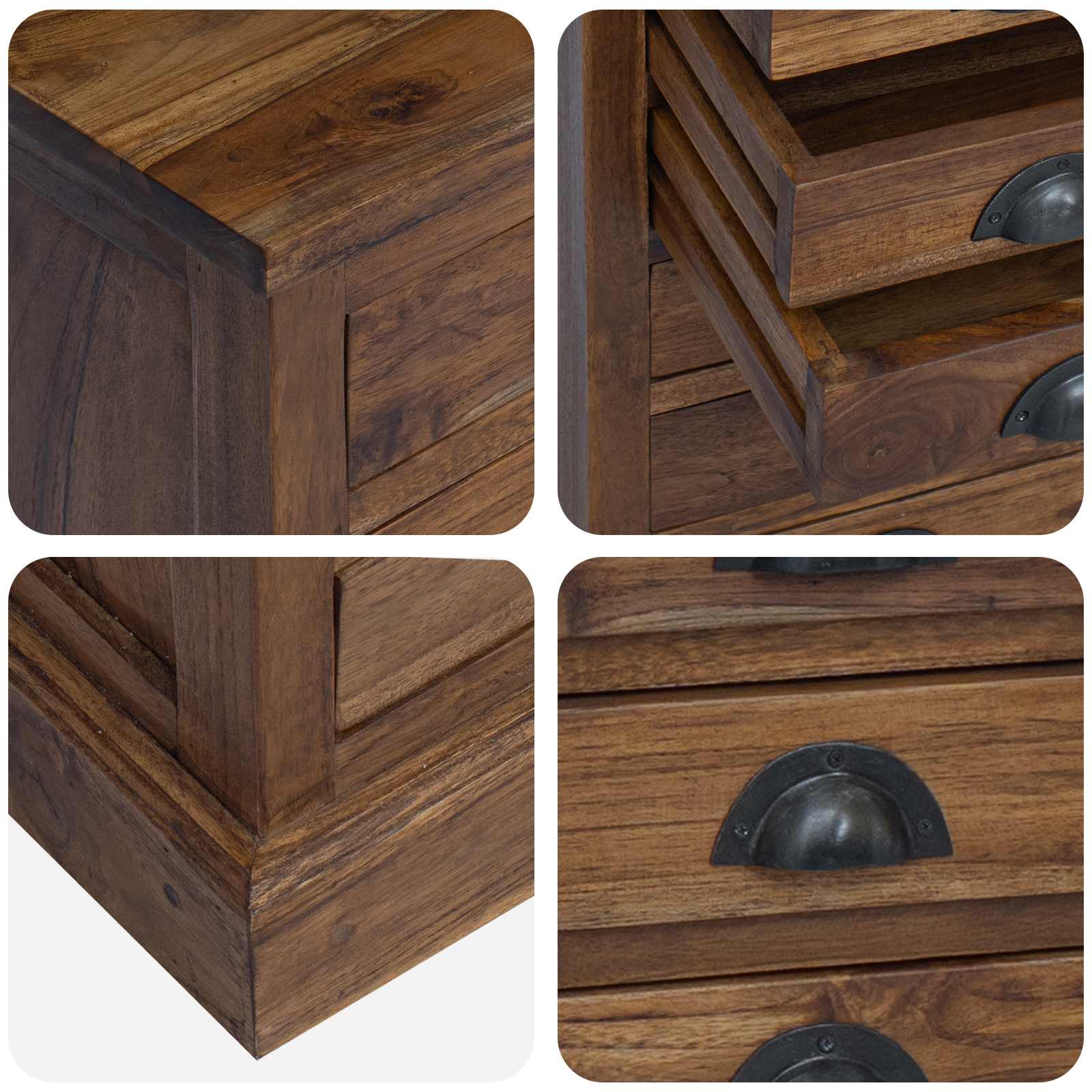 vidaXL Ladekast met lade Bruin 35,5 x 29,5 x 60 cm Massief Teakhout