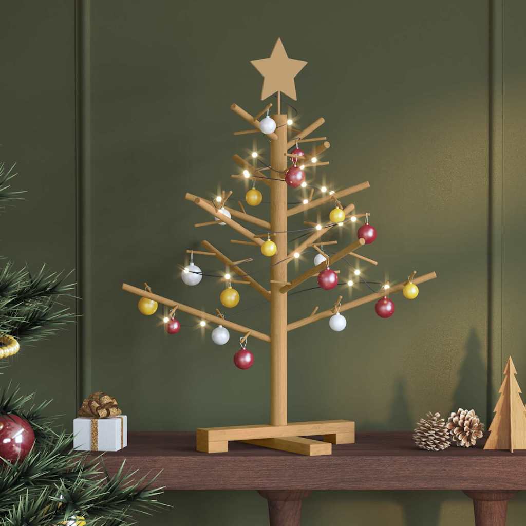 vidaXL Houten kerstboom met standaard Naturel 75 cm Massief grenenhout