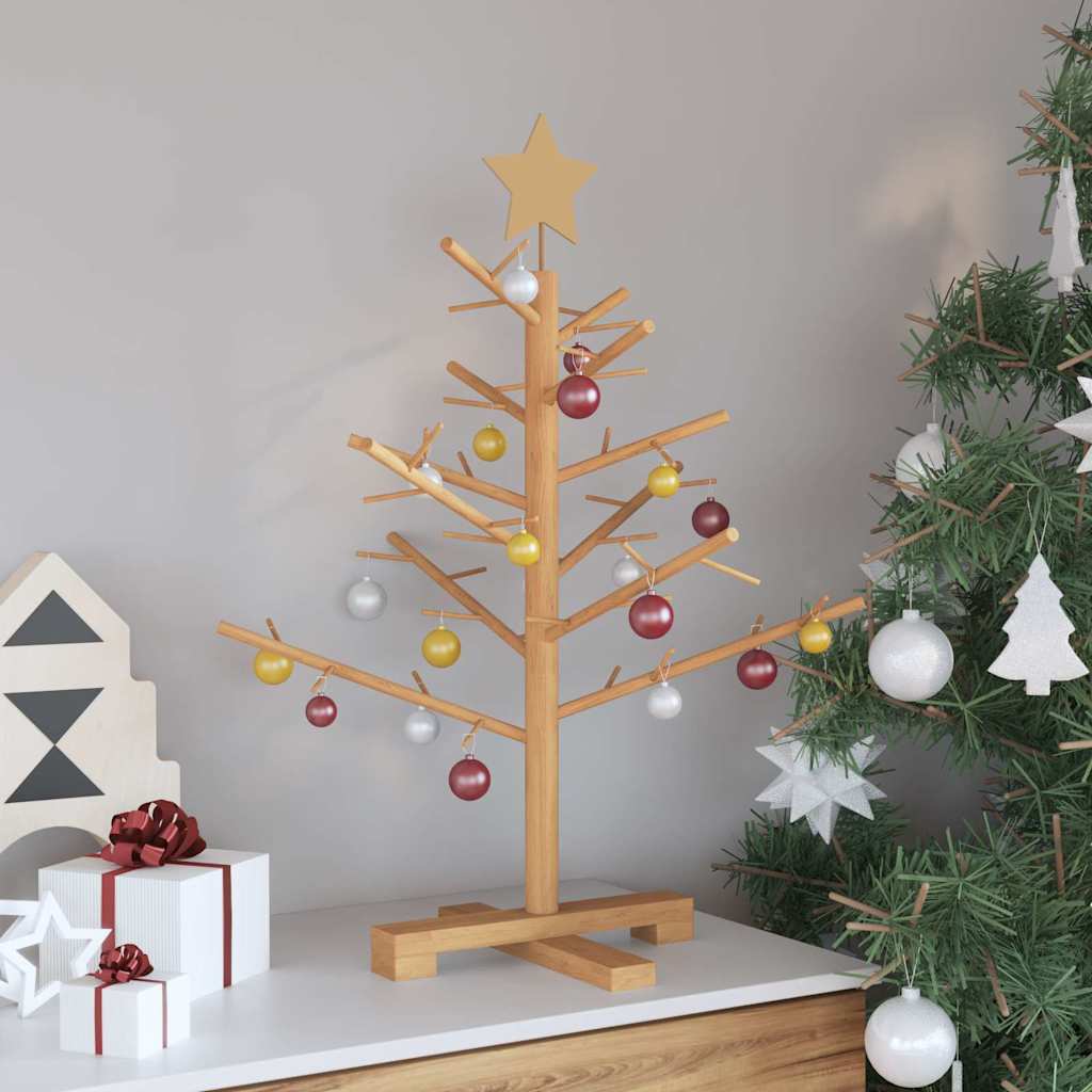 vidaXL Houten kerstboom met standaard Naturel 75 cm Massief grenenhout