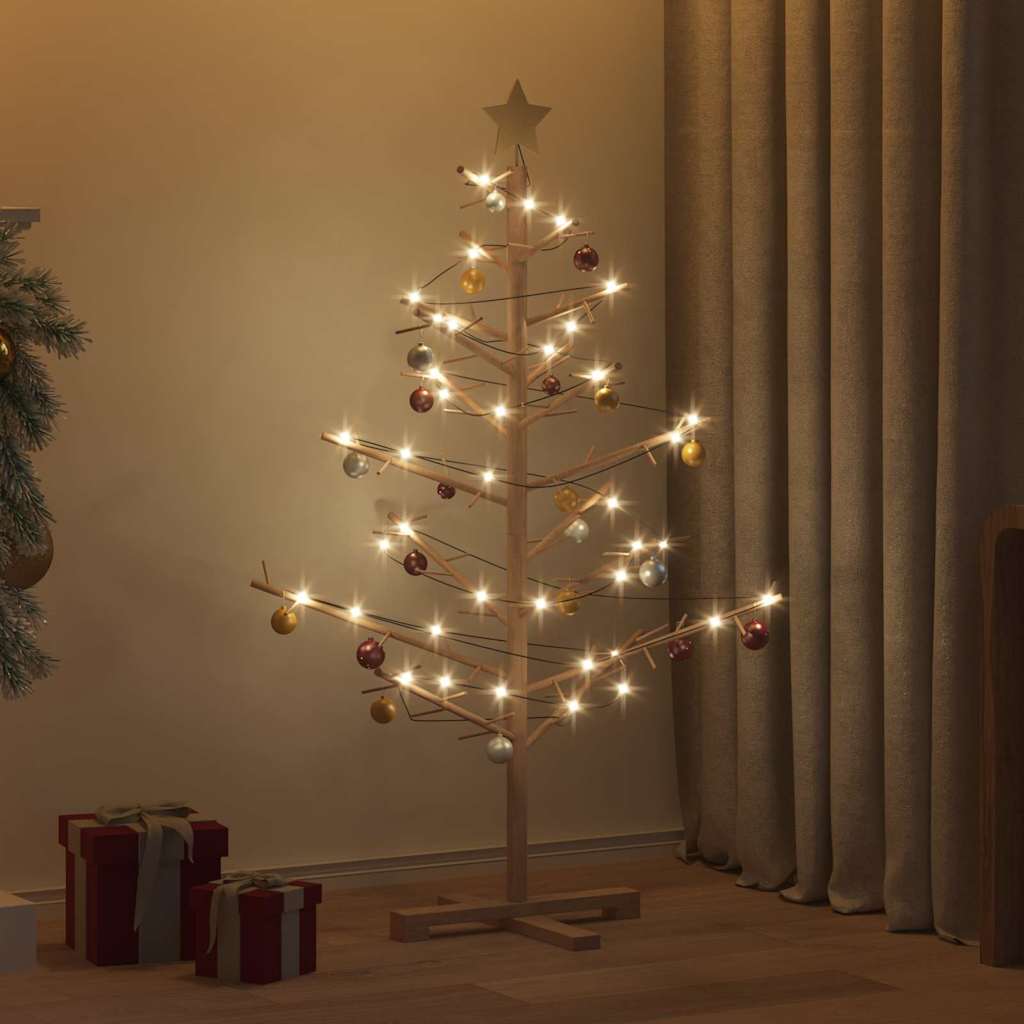 vidaXL Houten kerstboom met standaard Naturel 75 cm Massief grenenhout