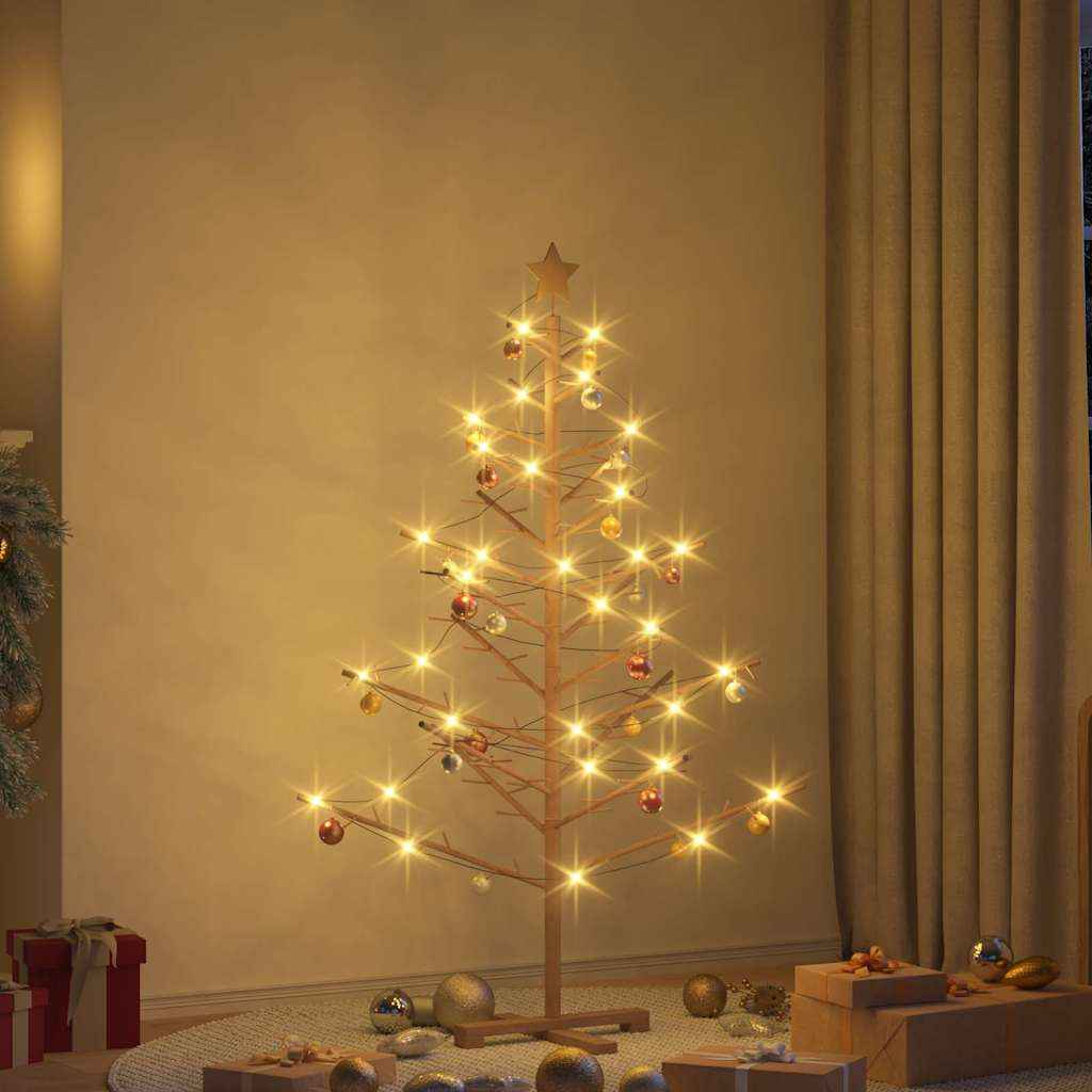 vidaXL Houten kerstboom met standaard Naturel 75 cm Massief grenenhout