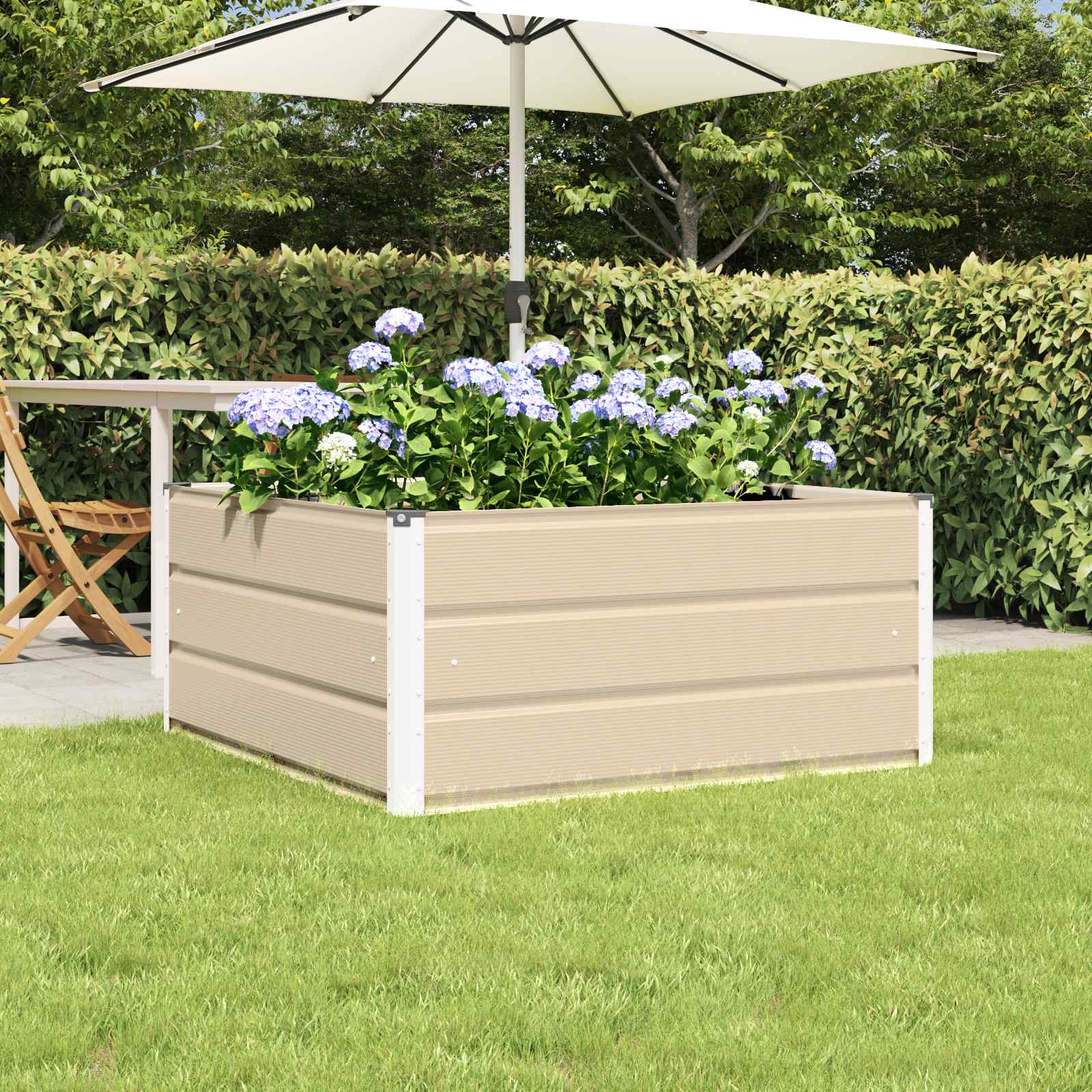 vidaXL Plantenbak Ivoor 100 x 100 x 45 cm Staal