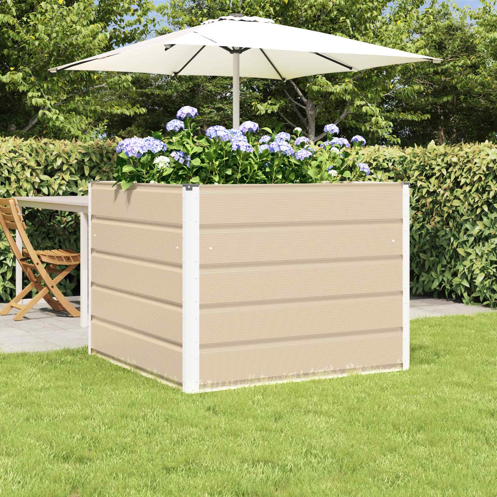 vidaXL Plantenbak Ivoor 100 x 100 x 45 cm Staal