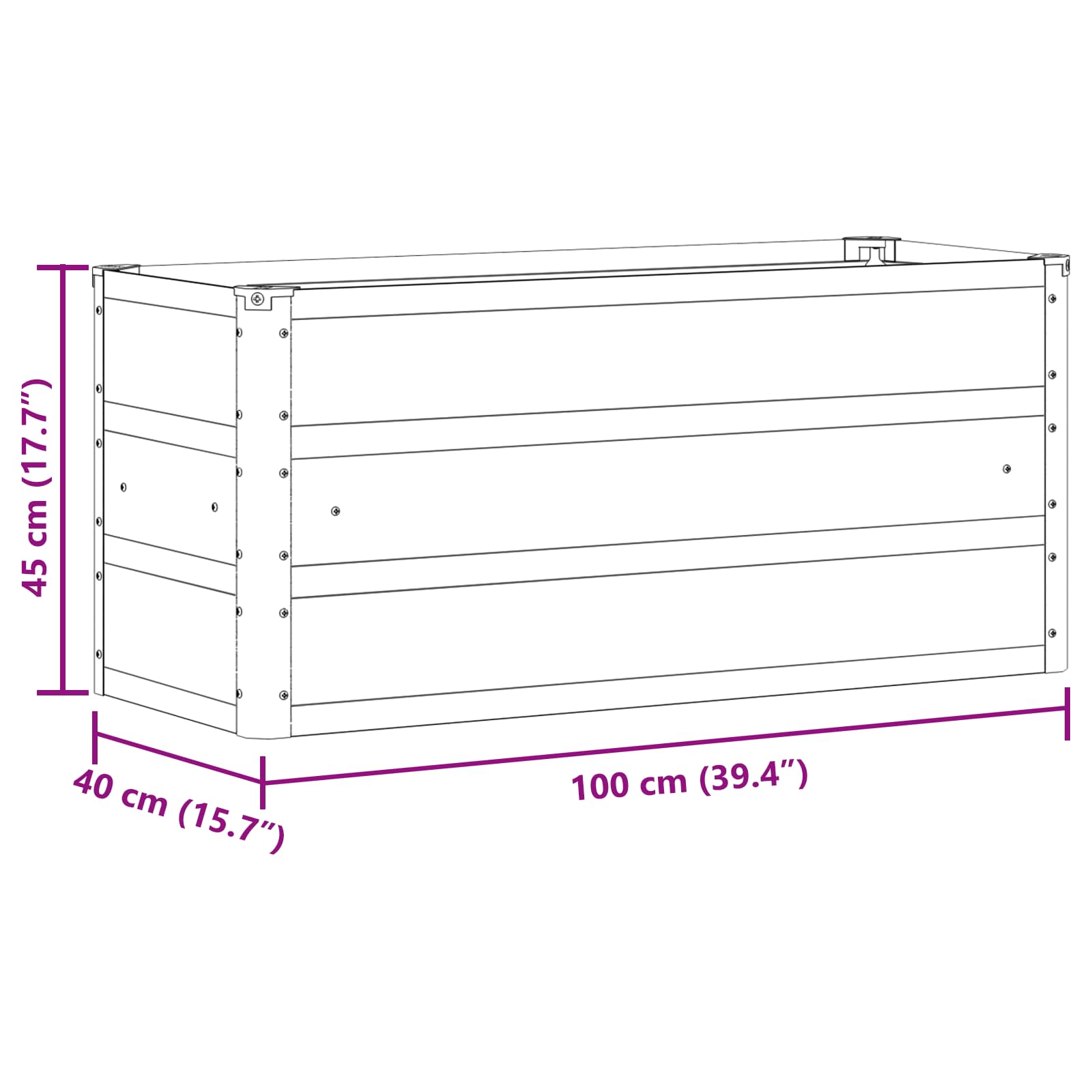 vidaXL Plantenbak Ivoor 160 x 40 x 45 cm Staal