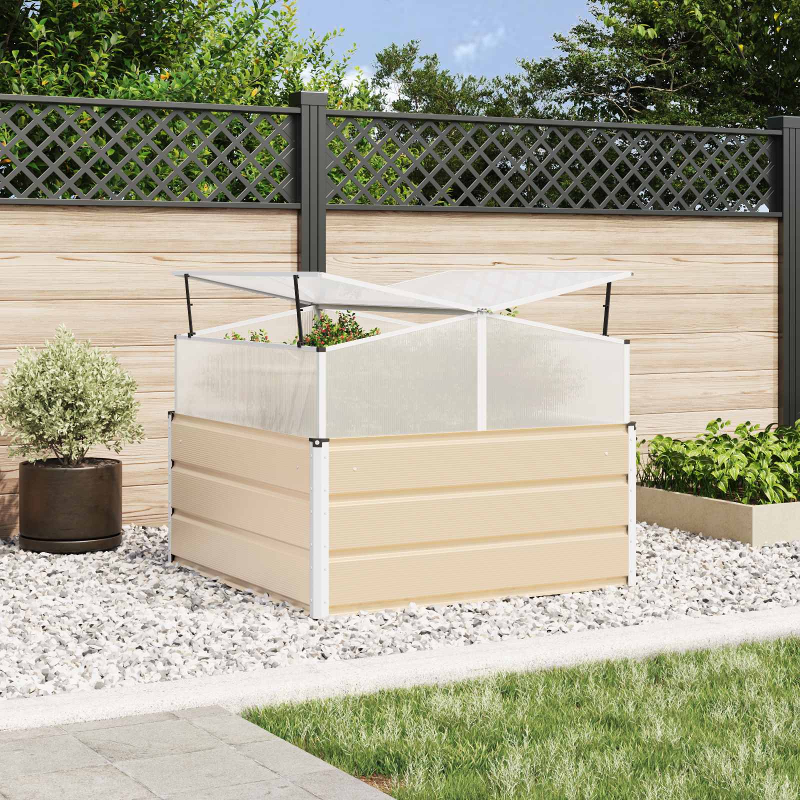 vidaXL Plantenbak Lichtgrijs 100 x 100 x 77 cm Gegalvaniseerd staal