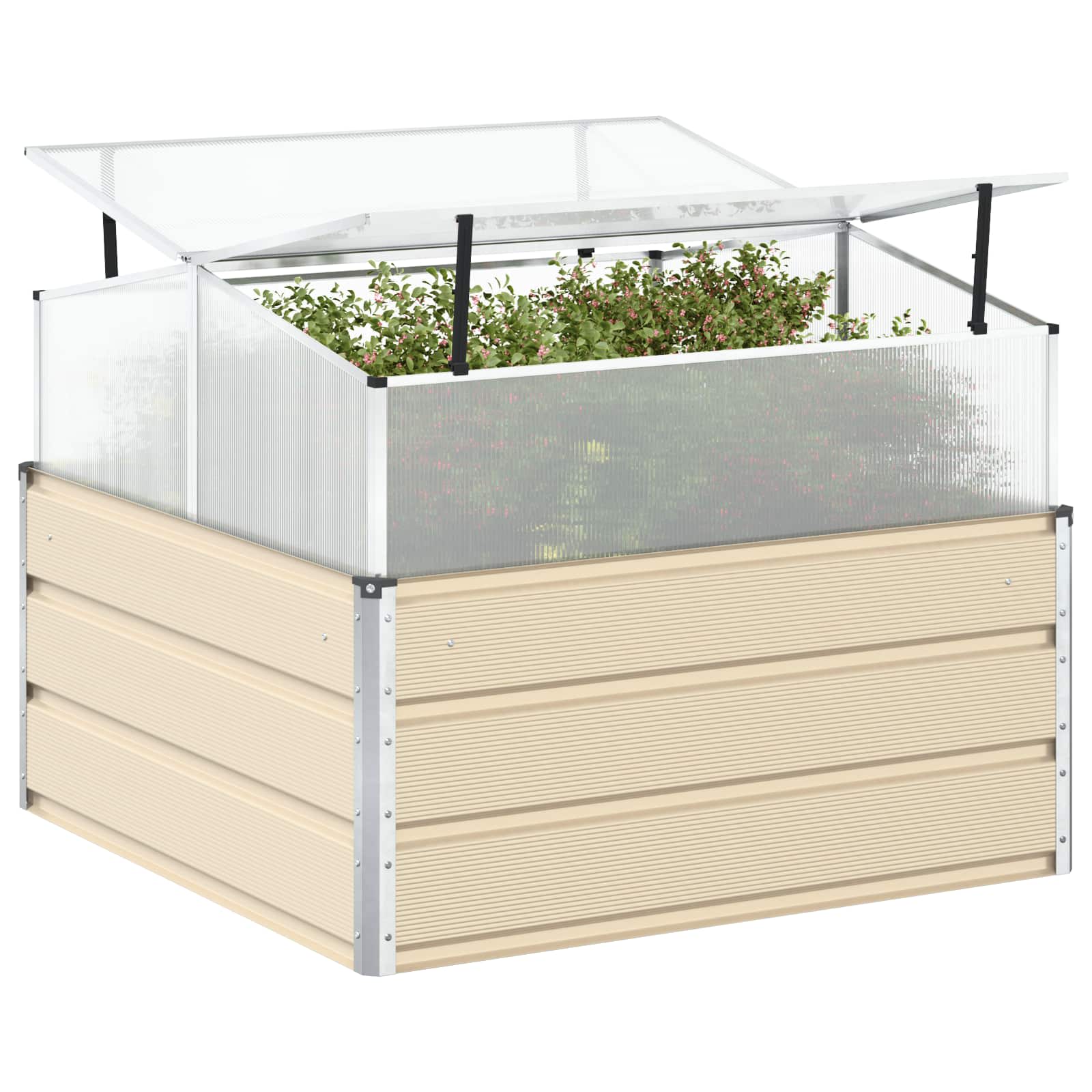 vidaXL Plantenbak Lichtgrijs 100 x 100 x 77 cm Gegalvaniseerd staal