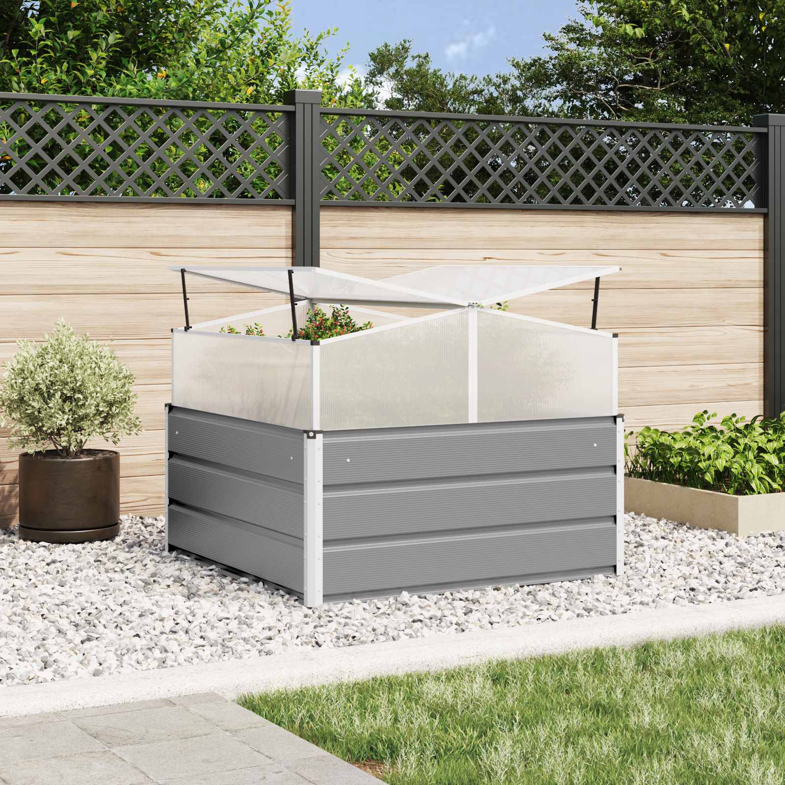 vidaXL Plantenbak Lichtgrijs 100 x 100 x 77 cm Gegalvaniseerd staal