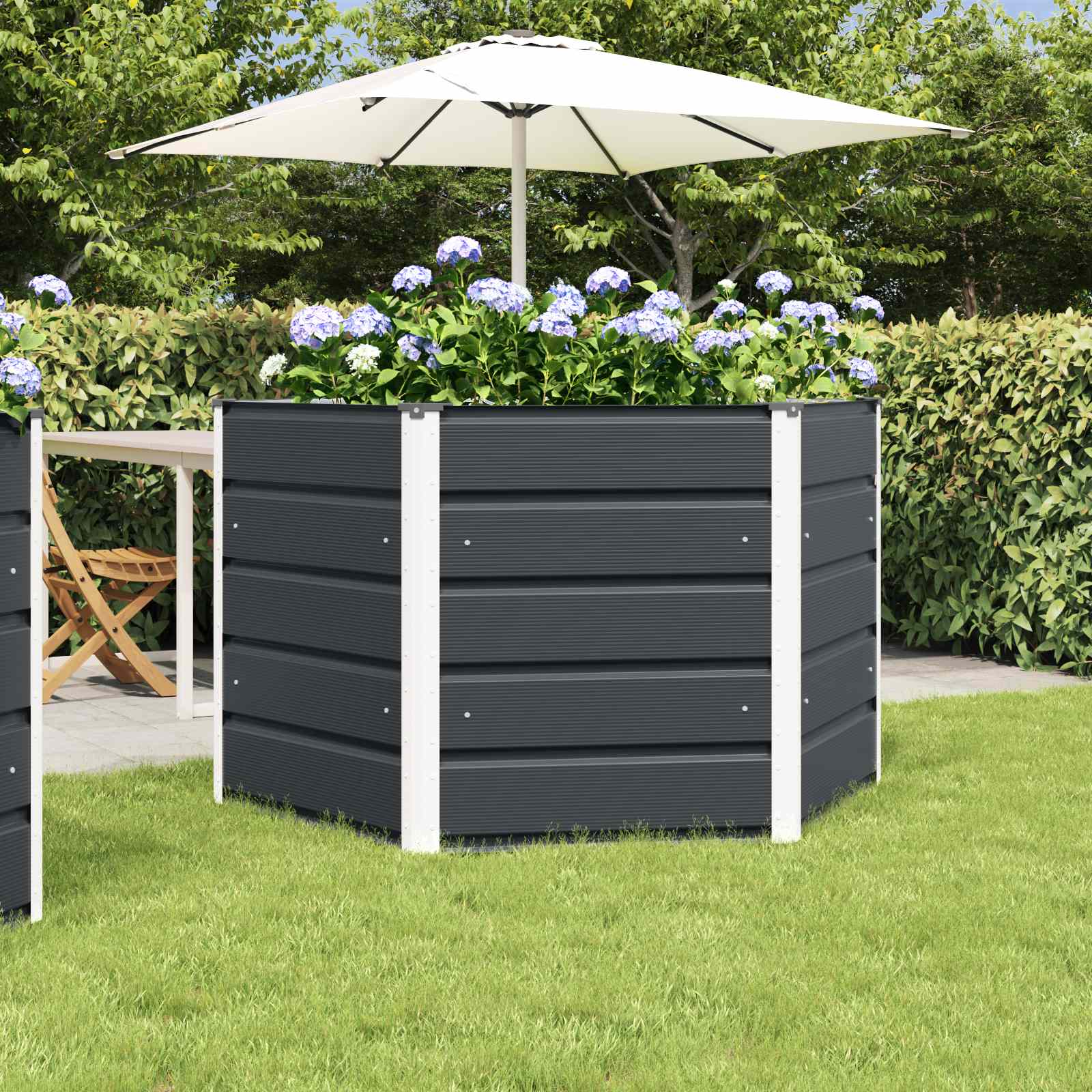 vidaXL Plantenbak Ivoor 129 x 129 x 45 cm Staal
