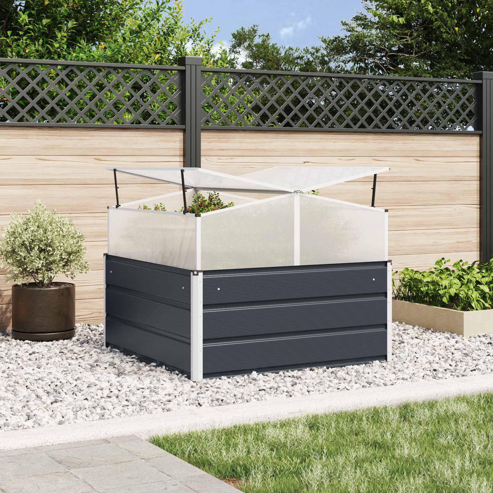 vidaXL Plantenbak Lichtgrijs 100 x 100 x 77 cm Gegalvaniseerd staal
