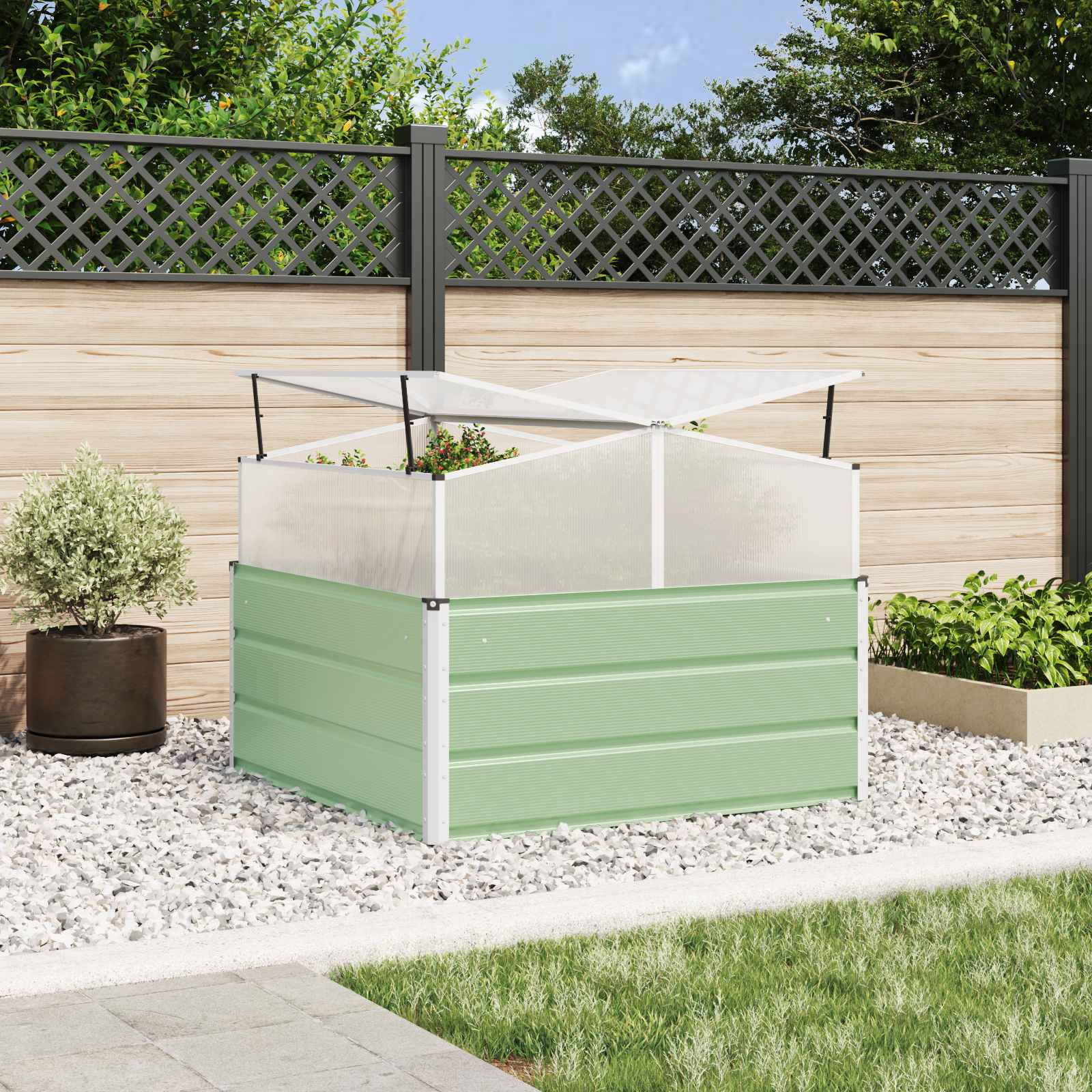 vidaXL Plantenbak Lichtgrijs 100 x 100 x 77 cm Gegalvaniseerd staal