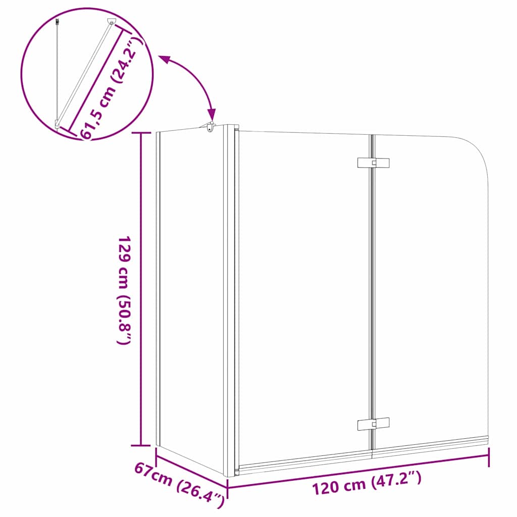 vidaXL Douche Omhulsel Goud 120 x 68 x 130 cm ESG-glas en aluminium