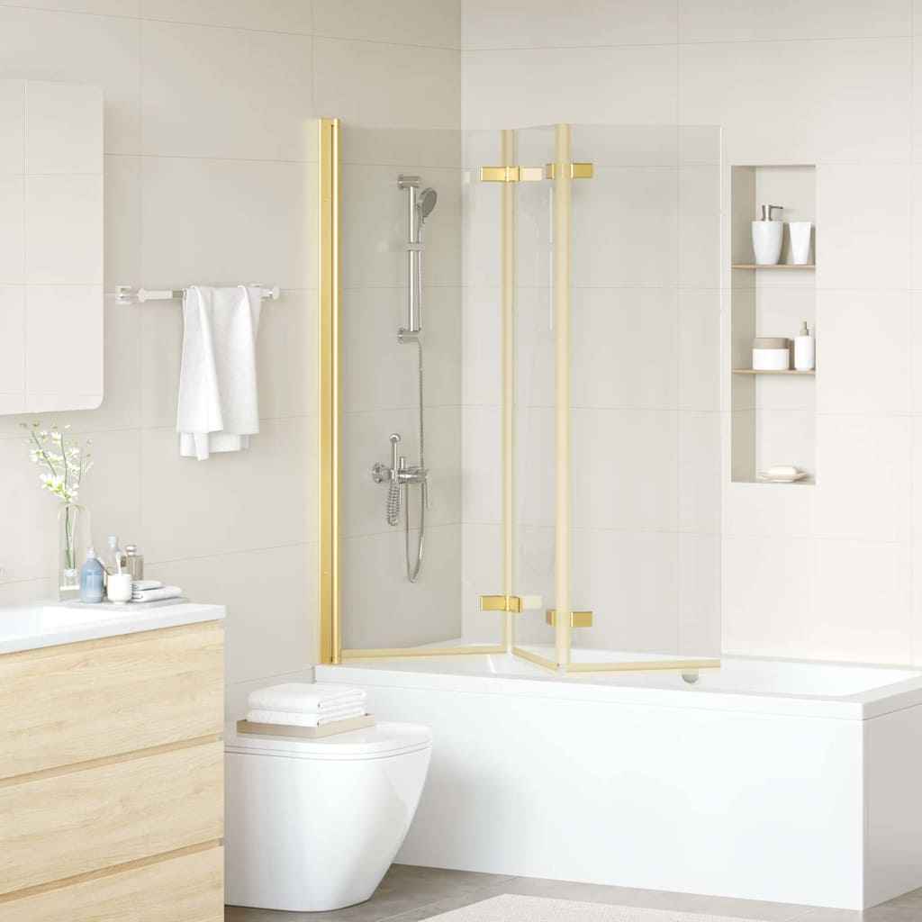 vidaXL Douche Omhulsel Goud 130 x 138 cm ESG-glas en aluminium