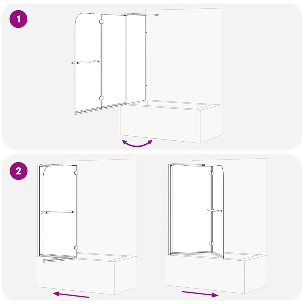 vidaXL Bi-Vouw Douche Omheining Donker Transparant 120 x 67 x 129 cm