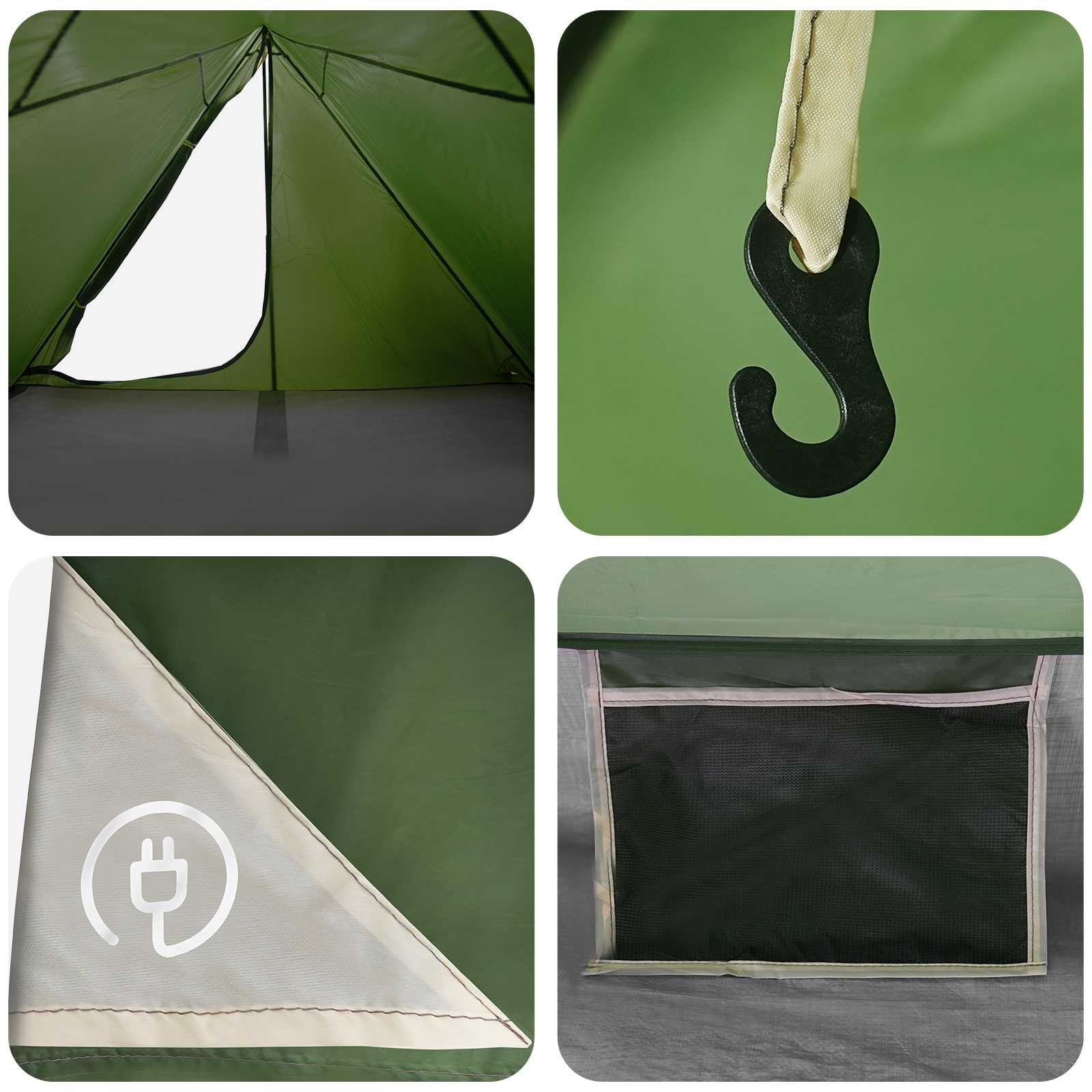 vidaXL Backpacking Tent Groen 4-persoons 185T Polyester met PU Coating
