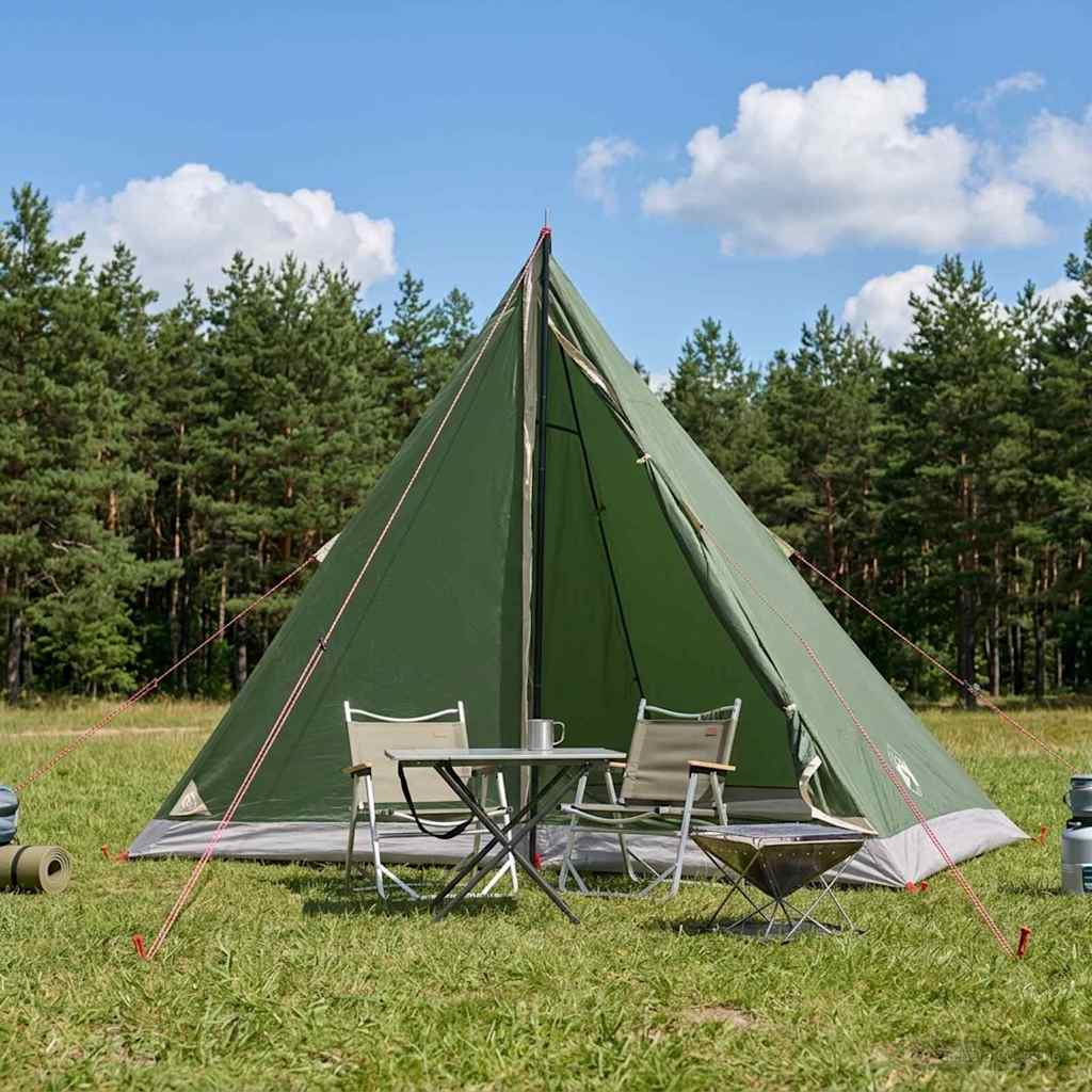 vidaXL Backpacking Tent Groen 4-persoons 185T Polyester met PU Coating