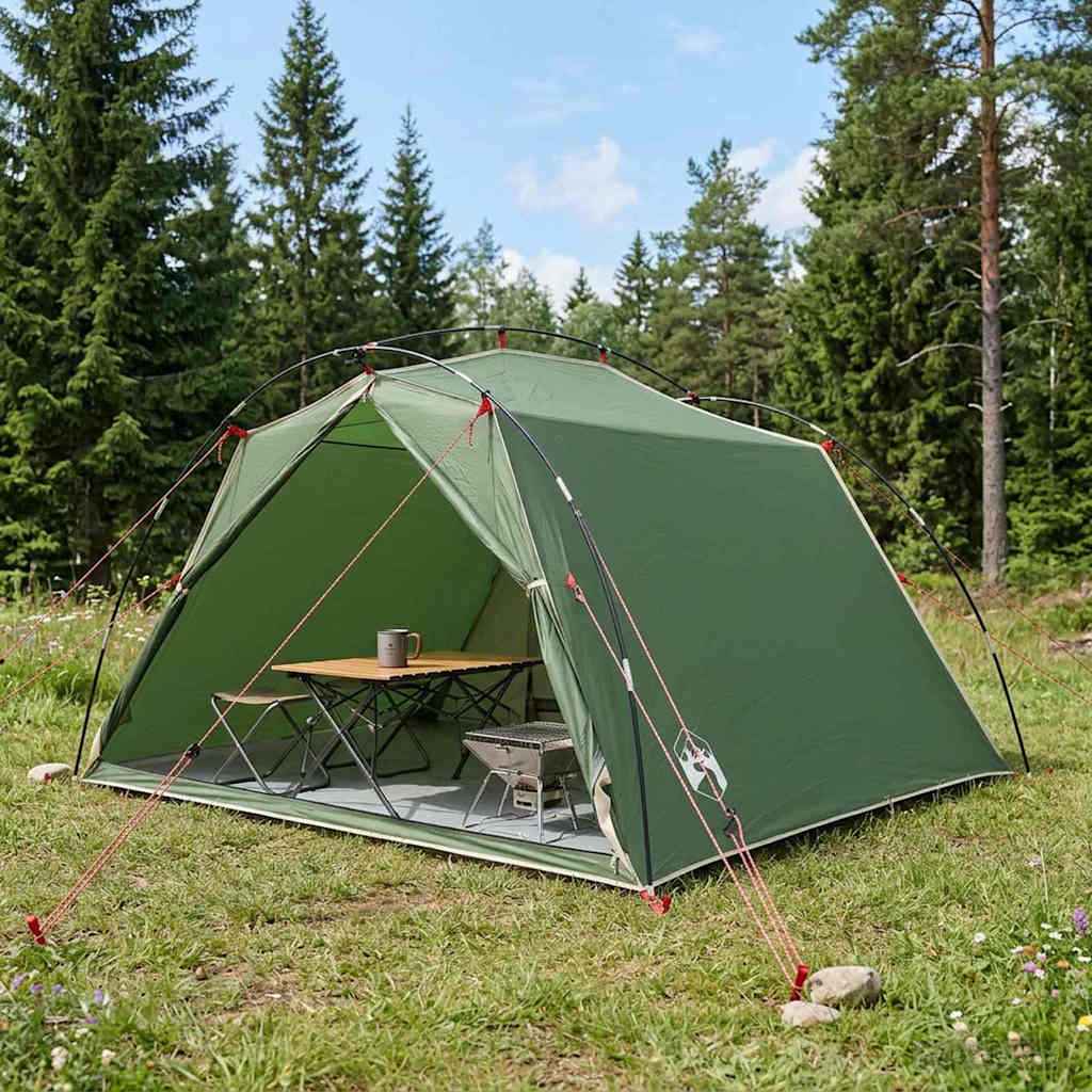 vidaXL Tunneltent Groen 4-persoons 185T Polyester met PU Coating